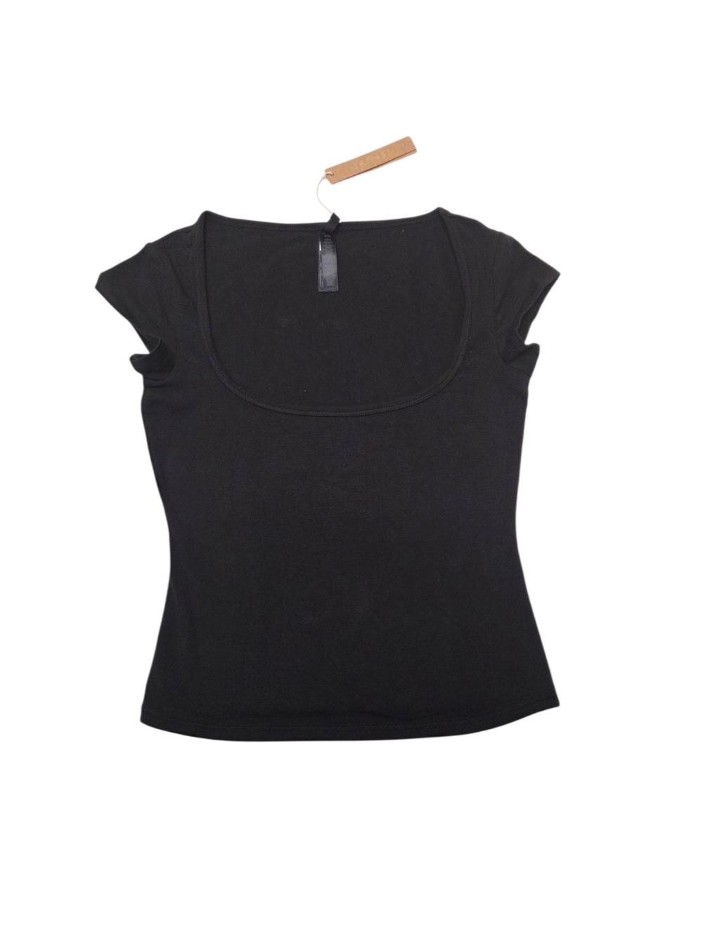 SKIMS COTTON JERSEY SCOOP NECK T SHIRT TOP SOOT BLACK SMALL NWT - Picture 2 of 4
